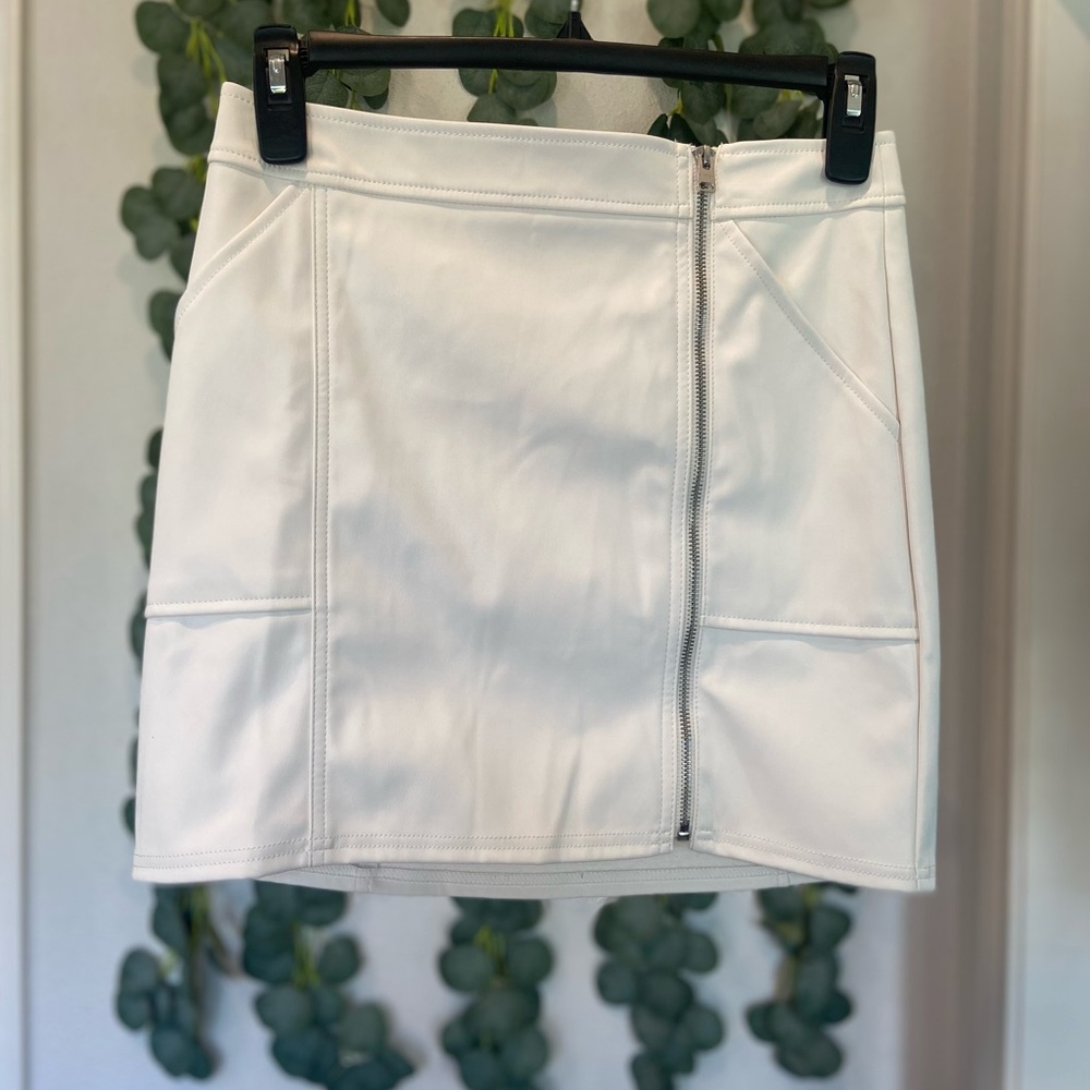 Express Faux Leather Mini Skirt with Zipper Detail